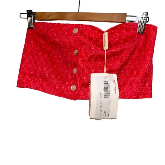 Cecelia Prado NEW NWT coral IKAT button down stretch back tube top M ANTH - Picture 2 of 5